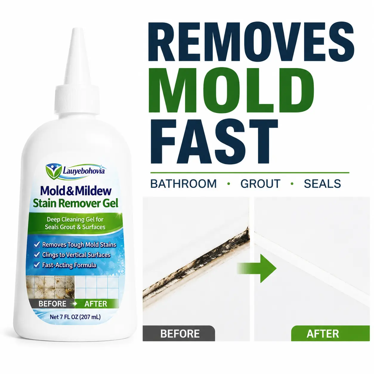 Household Mold Stain Remover Deep Cleaning Gel, Home Cleaning Supplies All-Purpose Cleaner - No-Drip Clinging Formula for Grout, Shower Seals, Bathroom Corners homeessentials