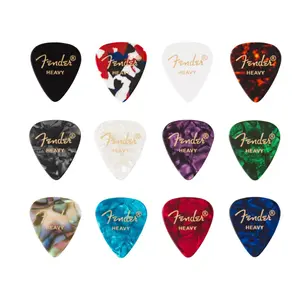 Fender Guitar Picks 351 Shape, Celluloid Color Medley Mix, HEAVY (12 PACK)