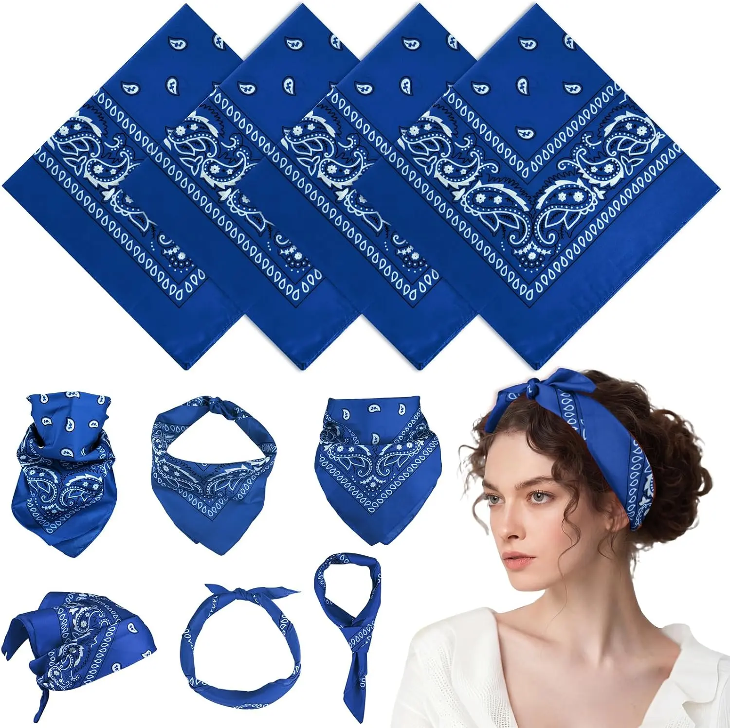 Bandanas for Men Women 4/12/24/30 Pack, Paisley Pattern Bandana Bulk Headbands Handkerchief Face Mask 100% Polyester