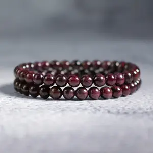 Natural Red Garnet 5mm Round Beaded Handmade Bracelet Protection Gemstone Crystal Stretch Men Women Yoga Bracelet Gift