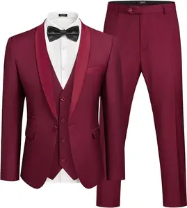 COOFANDY Men's Casual Formal 3 Pieces Blazer Suit Slim Fit Tuxedo Set One Button Jacket Vest Pants with Tie Menswear Soft Classic Fabric  Overalls Pocket Underwear Formal Wear