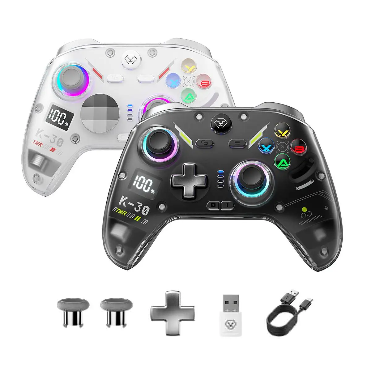 AOLION K30 Wireless Game Controller (Not for Xbox/PS) - TMR Anti-Drift Joysticks, Switchable ABXY Layout, Dual Trigger Modes, Adjustable-Height Thumbsticks, Compatible with Switch, PC, iPad & Android