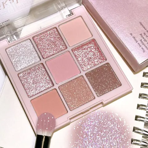 9 Colors Eyeshadow Palette, Highly Pigmented Palette, Eyeshadow Powder, Matte and Glitter Eye Shadows Palette, Long Lasting Shimmering Eye Shadow Makeup Products, Enhance Eye Makeup, Eye Makeup Products Cosmetic, Makeup Palettes
