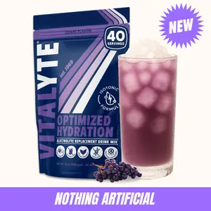 Vitalyte Electrolytes Powder Drink Mix - Clean Formula With No Artificial Sweeteners - Optimal Ratio of Sodium, Potassium, & Magnesium - Gluten-Free - Grape - 35 oz (40 servings)