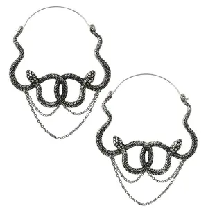 Twisted Snake Dangle Chain Plug Hoops
