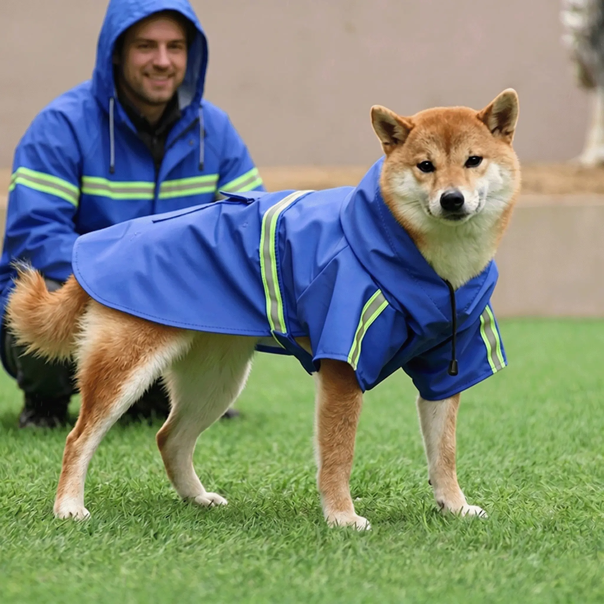 Pet Raincoat PU Waterproof Large Dog Rain Poncho Outdoor Reflective Dog Raincoat Hooded, Durable Tear-Resistant, Soft Comfortable Fabric, Small/medium Dogs, Waterproof Puppy Poncho, Snow/rain Weather