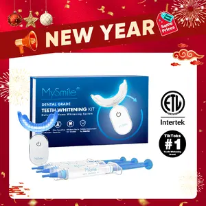 MySmile Pro Teeth Whitening Kit with LED Light (28x Bulbs) - 3 Gel Syringes & Tray | Non-Sensitive 10-Min Fast Whitening