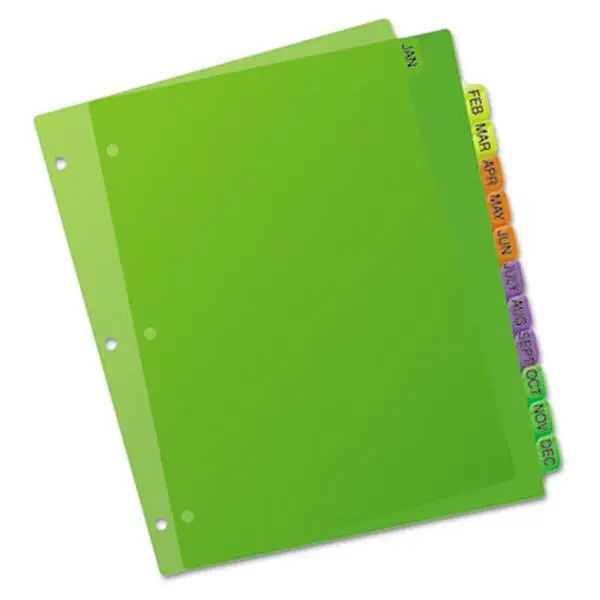 Preprinted Plastic Dividers, 11x8.5, Jan.-Dec., Assorted