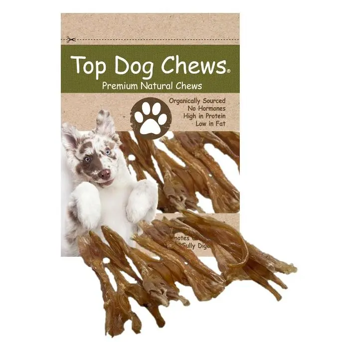 Top Dog Chews Premium Natural Beef Tendon Treats - Straight/Wishbone Shapes, 7-10 In, High Protein, Low Fat, Organic for Medium to Large Canines