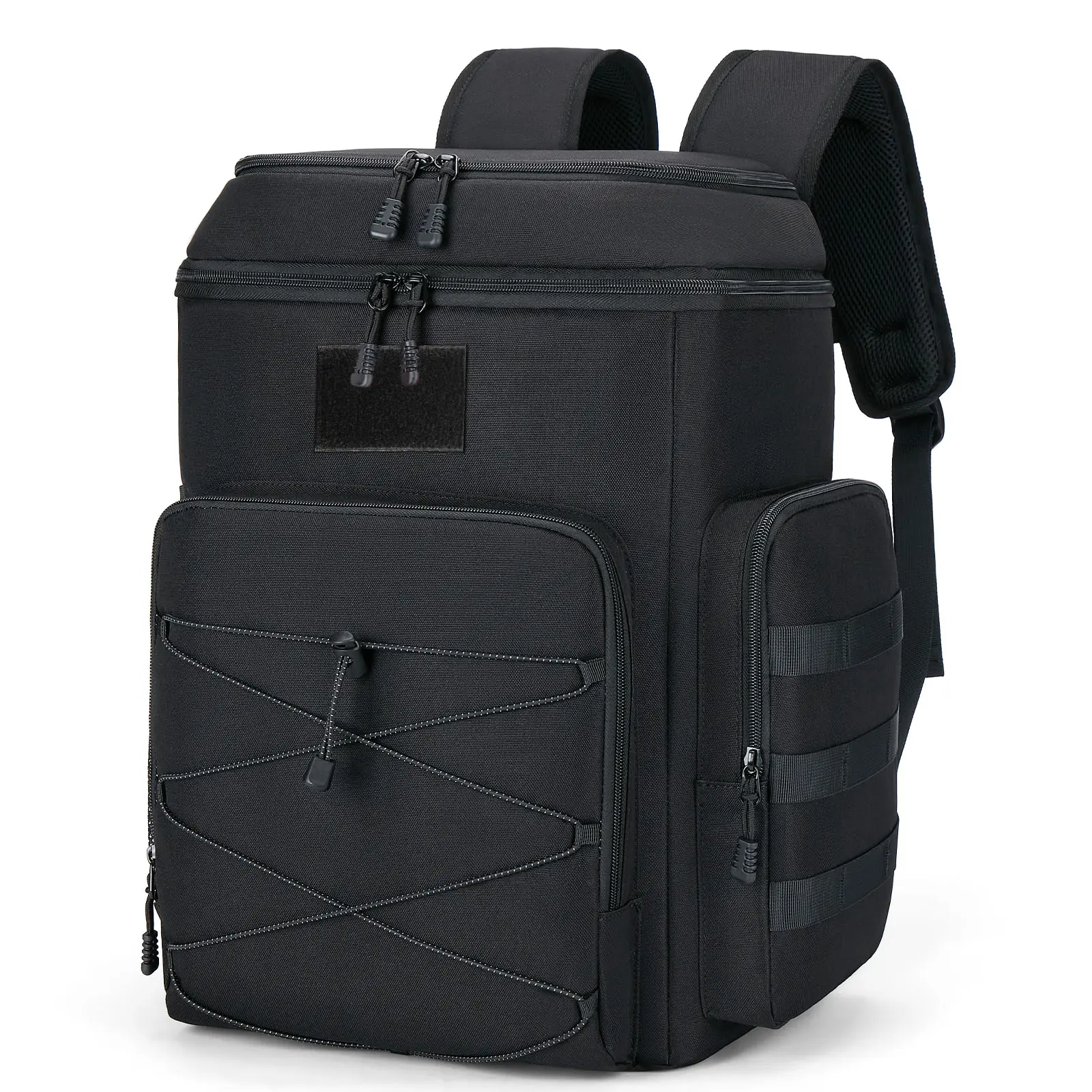 HSHRISH Black Cooler Backpack, Durable Waterproof & Insulated Multi-Compartment Bag with 5 Pockets for Family Picnic, Hike & Outdoors