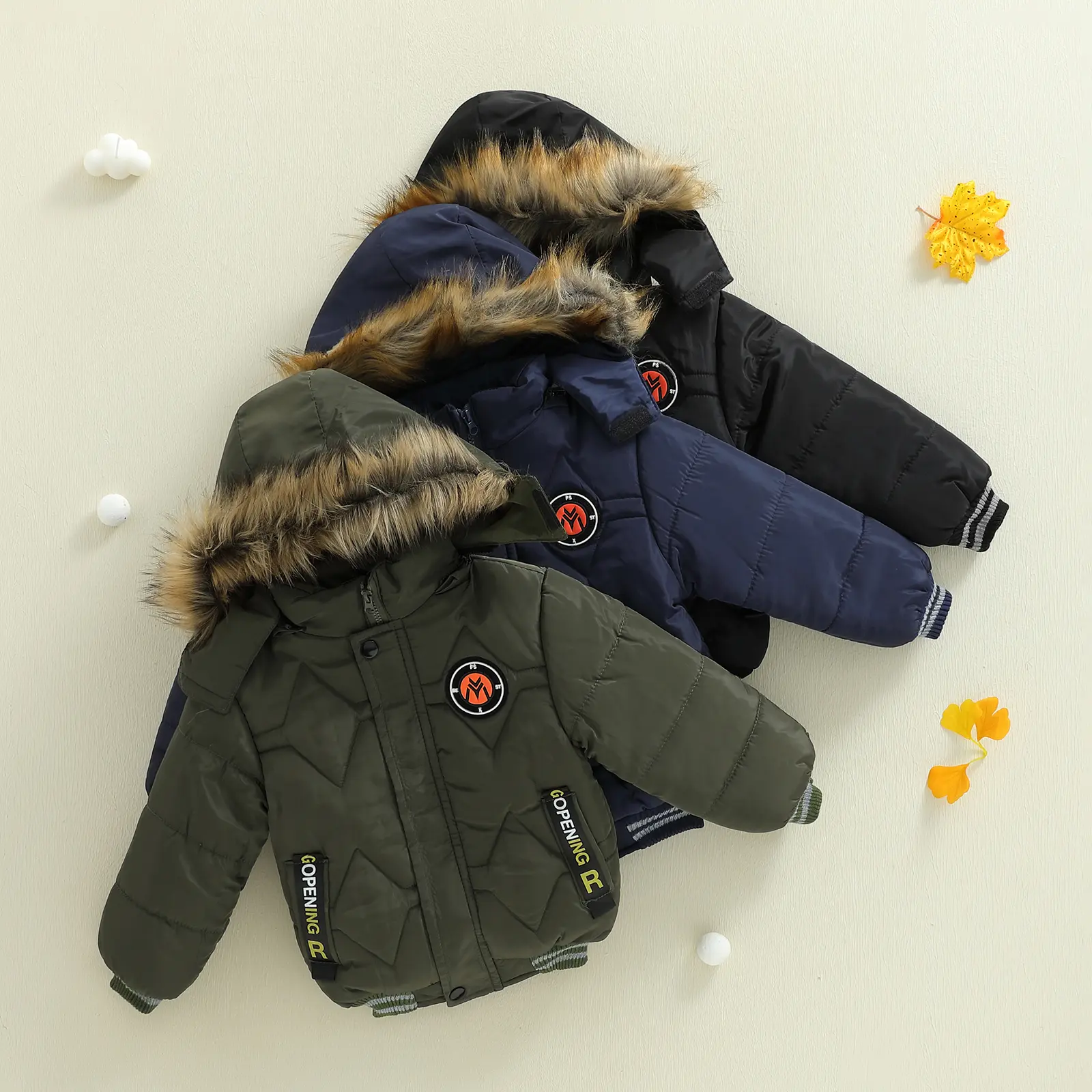 REDWOON Toddler Baby Boy Hooded Puffer Jacket Thick Long Sleeve Winter Warm Coat with Pockets