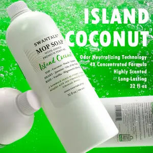 SWANTALK Mop Soap - Island Coconut Scent – 32oz 4X Concentrated Cleaning Solution, Floor Cleaner – Deodorizing & Multi-Surface Safe, Pet Friendly & Residue Free