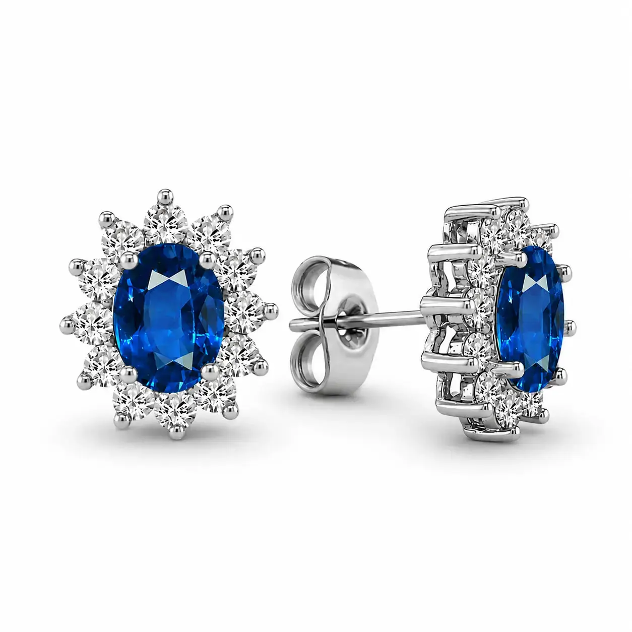Halo Gem Earrings in Sapphire by AZ Essentials