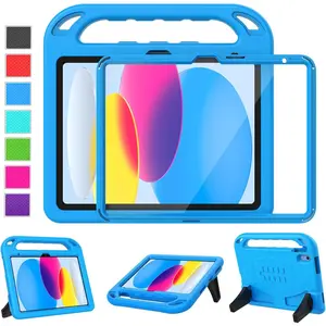 Case for iPad 10th Generation (10.9-inch, 2022), iPad 10th Gen Case with Screen Protector, Durable Shockproof Handle Stand Case for iPad 10.9" (GEN 10), Blue