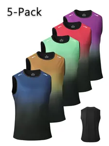 Men's 5-Pack Ice-Cool Quick-Dry Sleeveless Sports Tops - Lightweight, Breathable Moisture-Wicking Sport Vests for Summer Outdoor Fitness, Everyday Wear, Sleeveless Sports Top
