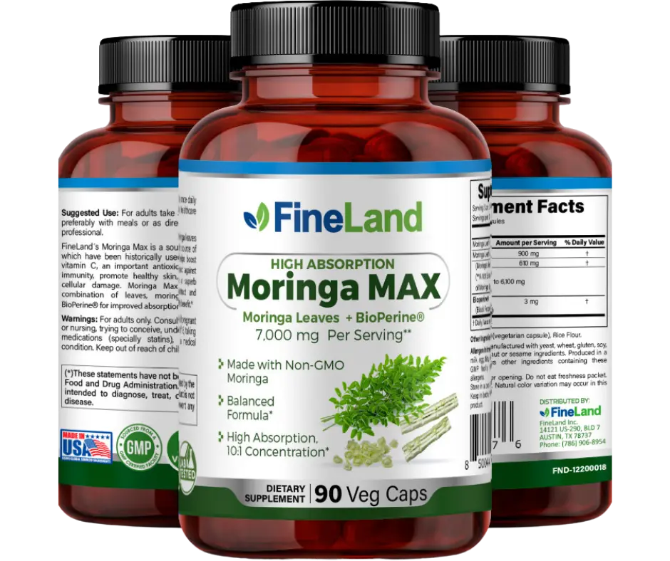 FineLand Moringa MAX Made with Non-GMO Moringa, High Absorption, 10:1 Concentration, Balanced Formula Healthcare Dietary