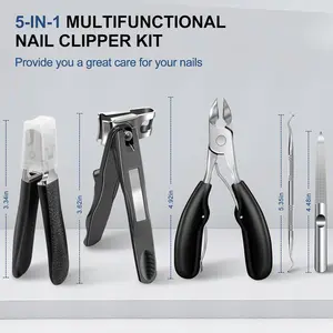 Toenail Clippers for Seniors Thick Toenails,Heavy Duty Large Toe Nail Clippers for Men with Catcher,360°Rotating Nail Clippers for Seniors,Ingrown Nail Cutter Long Handle with Sharp Curved Blade Manicure Set