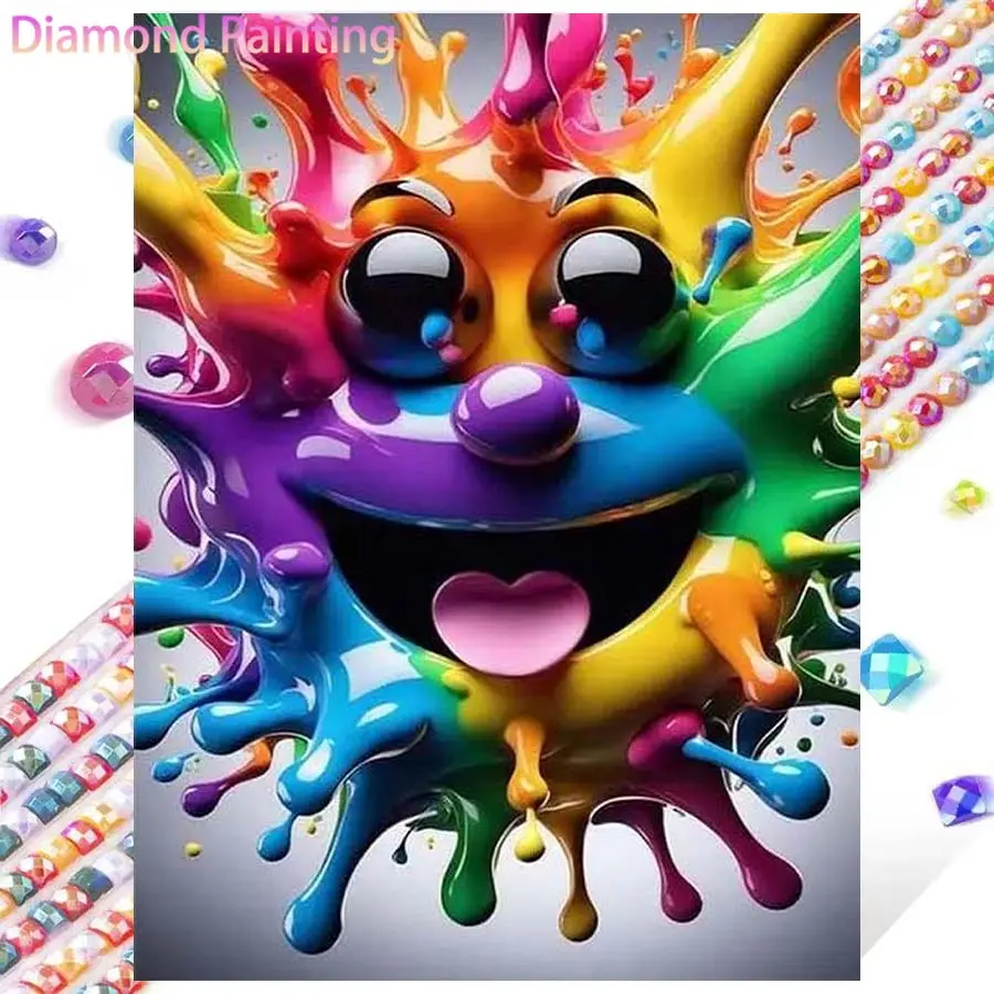 1 DIY handmade diamond painting kit, 5D diamond art set, DIY decoration, colorful smiley face diamond painting kit with full round diamonds, mosaic, diamond art, DIY art home decor, suitable for Christmas.
