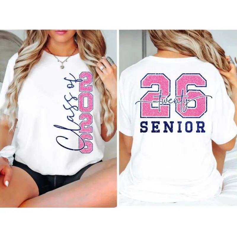 Class of 2026 Senior Glitter  | 26 Twenty Graduation Tee Cotton T-Shirt summerwins,summerwins