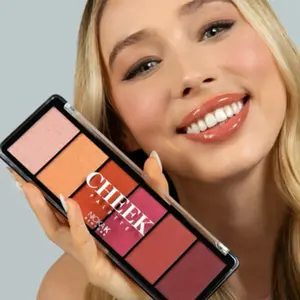 Cheek Pallet All-In-One Palette with Vibrant Powder Blush Shades, Luminous Highlighters & Versatile Contours for Makeup Use - Cosmetic