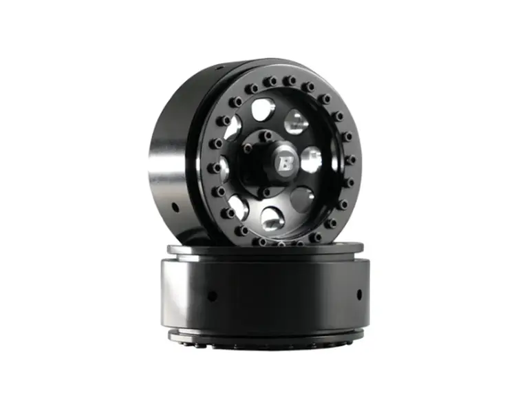 BATRAZZI Black Style 1.9" Aluminum D-Hole Beadlock Wheels (2pcs) for FCX10 & Leading 1/10 Scale Electric RC Crawler Chassis Accessories