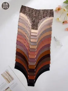 Women's Solid / Leopard Print Panty, Soft Comfy Breathable Pastel Seamless Knicker for Daily Wear, Underwear for All Seasons, Thongs