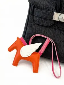 Handmade Pegasus Bag Charm, Imported Lamb Leather Hand-Stitched, High-End Small Horse Pendant, Elegant Accessory for Bags