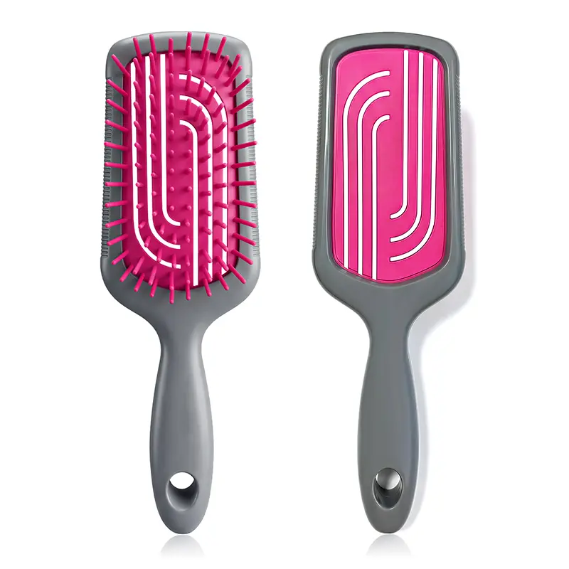 Ultimate Detangler Brush for Wet & Dry Hair, Eliminates Knots & Reduces Breakage for Straight to Wavy Hair (Grey and red)Types