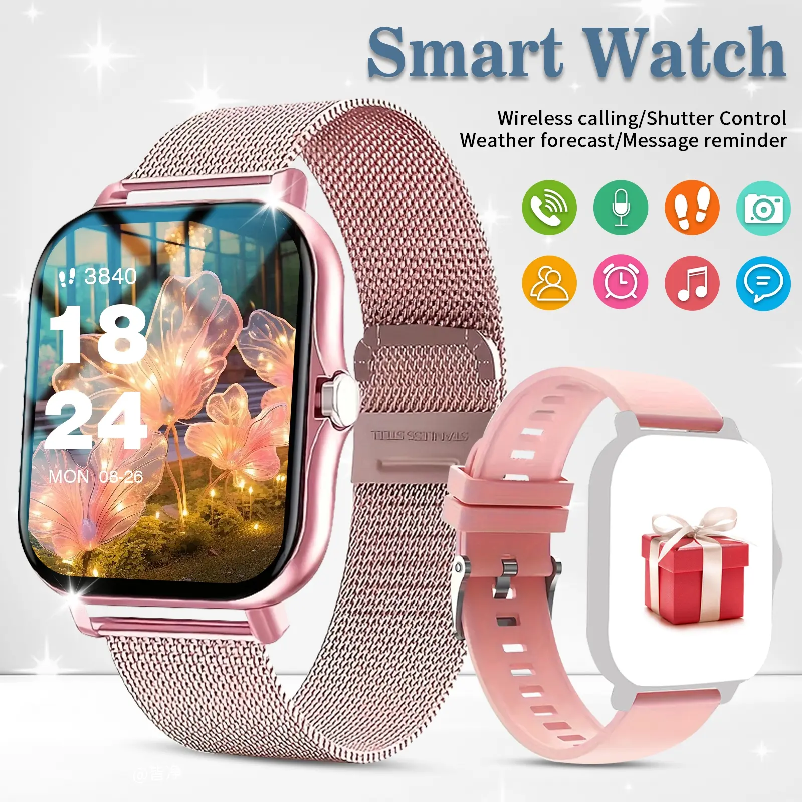 Android Smartwatch, Calling Smart Watch, Wireless Call & Message Reminder, Pedometer & Calorie Tracking, Step Tracker Watch, Multiple Sports Modes, Weather Forecast, Sedentary Reminder, Unisex, Daily Wear Essential, Digital Wristwatch