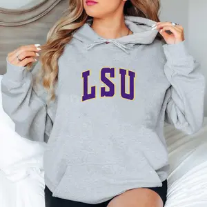 All Team - LSU Distressed Varsity College Hoodie – Sport Grey, Custom Your Team, Game Day Outfit, Perfect for Casual Wear, Game Day Shirt, Menswear & Womenswear