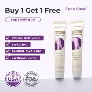 Kreain Nature Legs Soothing Gel with Centella Asiatica Root Extract for Varicose Vein Treatment Natural Ingredients Soft Care USA FDA Approved