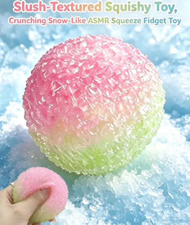 Crystal Ice Cube Squishy Stress Ball, Indoor Leisure Sensory Fidget Squeeze Toy for Desk & Daily Relax