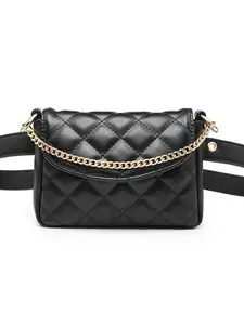 Quilted exquisite minimalist style fashionable waist bag with chain design, suitable for handbags, personalized and chic bags, lightweight and easy to carry, suitable for park walks and daily commuting