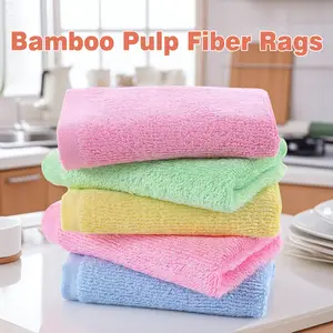 10 Counts Soft Absorbent Bamboo Fiber Dish Cloths, Yet Powerful on Grease, Mixed Color