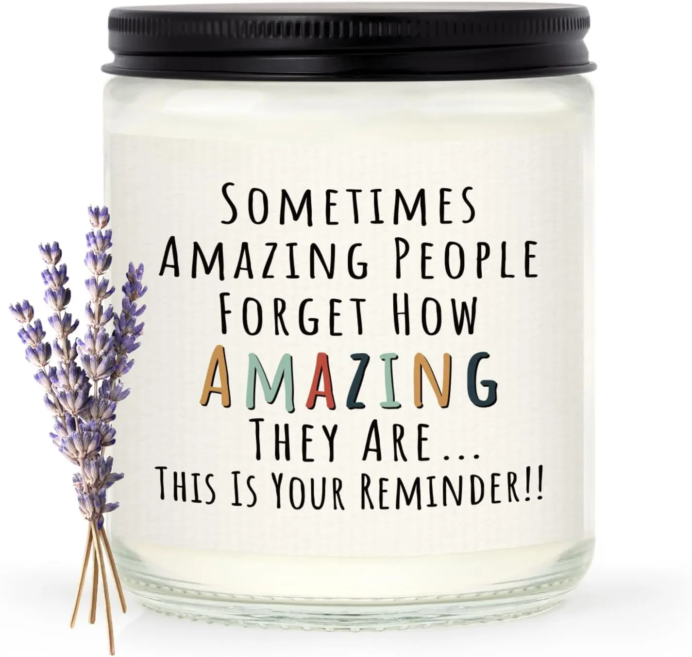 Lavender Scented Candle - Home Decor, Heartwarming Gift with Colorful Text for Women, Christmas/Thank You Stocking Stuffers, Home Supplies, Eucalyptus