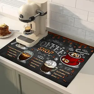 Coffee Theme Kitchen Mat, 1 Count Non-slip Kitchen Placemat, Absorbent Coffee Machine Mat, Kitchen Decor Accessories, Housewarming Gift, Coasters