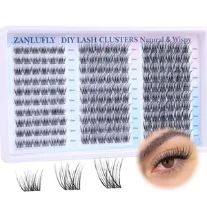 Natural Fluttering Eyelash Clusters, Wispy Lash Clusters, Anime Style Lashes, C Curl Individual Lash Extensions, DIY Home Application, 180 Pieces Set, Fluffy Lash Clusters