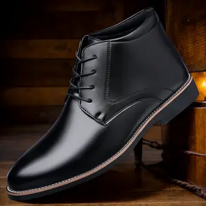 Men's Pointed Toe Lace-Up High-Top Dress Boots – Sleek Business Formal Ankle Boots