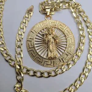 SAINT BENEDICT religious necklace  cuban fashion new style  gold-plated