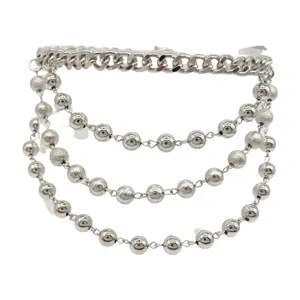 Women Fashion Silver Metal Western Boot Bracelet Chain Shoe Anklet Ball Wave Strands Charm