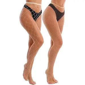 Women High Waist Fishnet Tights with Sparkling Jewels, Sexy Styling for Halloween, Cosplay, Music Festival & Club Nightwear