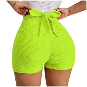 High-Waist Jacquard Yoga Bubble Shorts for Women, Biker & Athletic Style Sports Shorts, Biker Shorts Women