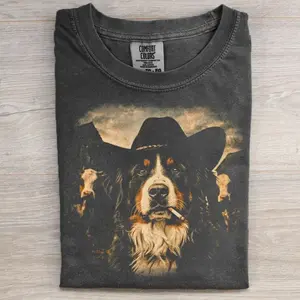 Bernese Mountain Dog Western T-shirt, Vintage 90s Dog Meme Graphic Tee, Animal Lover Shirt, Unisex Fit Design, Gift for Men and Women