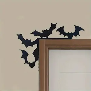 CIFbuy Glowing Halloween Bat Wall Decor Set, Metal Silhouette Hanging Decoration for Porch & Window Display, Spooky Home Party Accessory, Ornaments