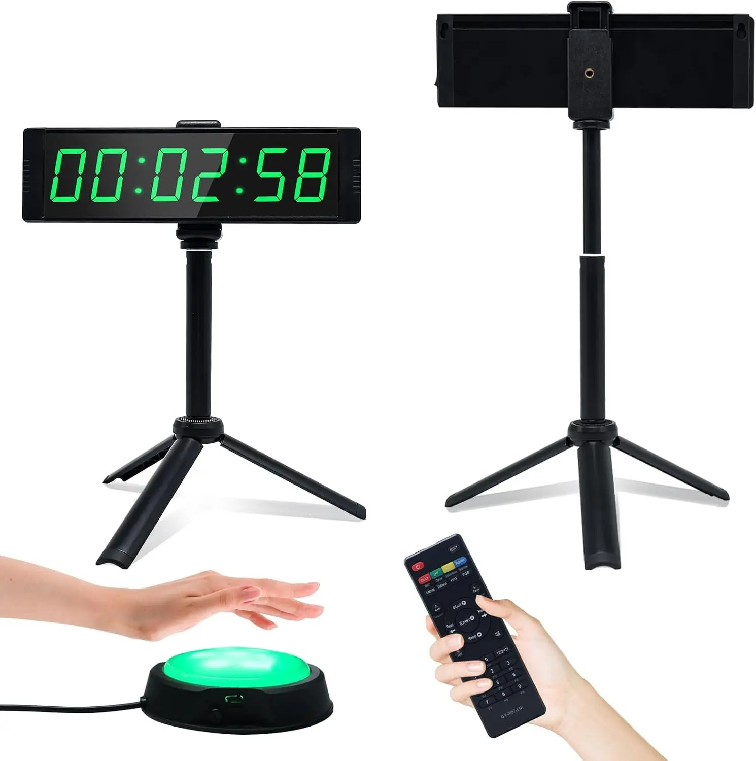 Gym Timer Clock for Home Gym, Fitness Timer with Stopwatch Button, Large Digital Stopwatch Countdown Clock, 12/24H Digital Wall Clock, with Stand