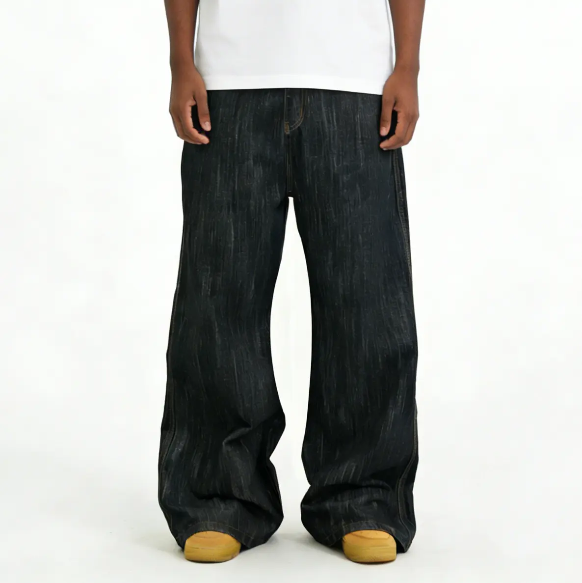 Inflation Y2K Streetwear Baggy Flared Jeans 2026 Spring Summer New Men Black Vertical Stripe Wide Leg Bootcut Denim Pants Hip Hop Fashion Casual Trousers