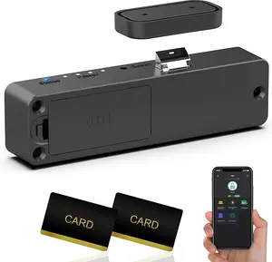 Bestkid Cabinet Lock NFC RFID Card Slim Hidden Drawer Lock for Child Safety Liquor File Kitchen Pantry Furniture Double-Layer No Drilling Required Black