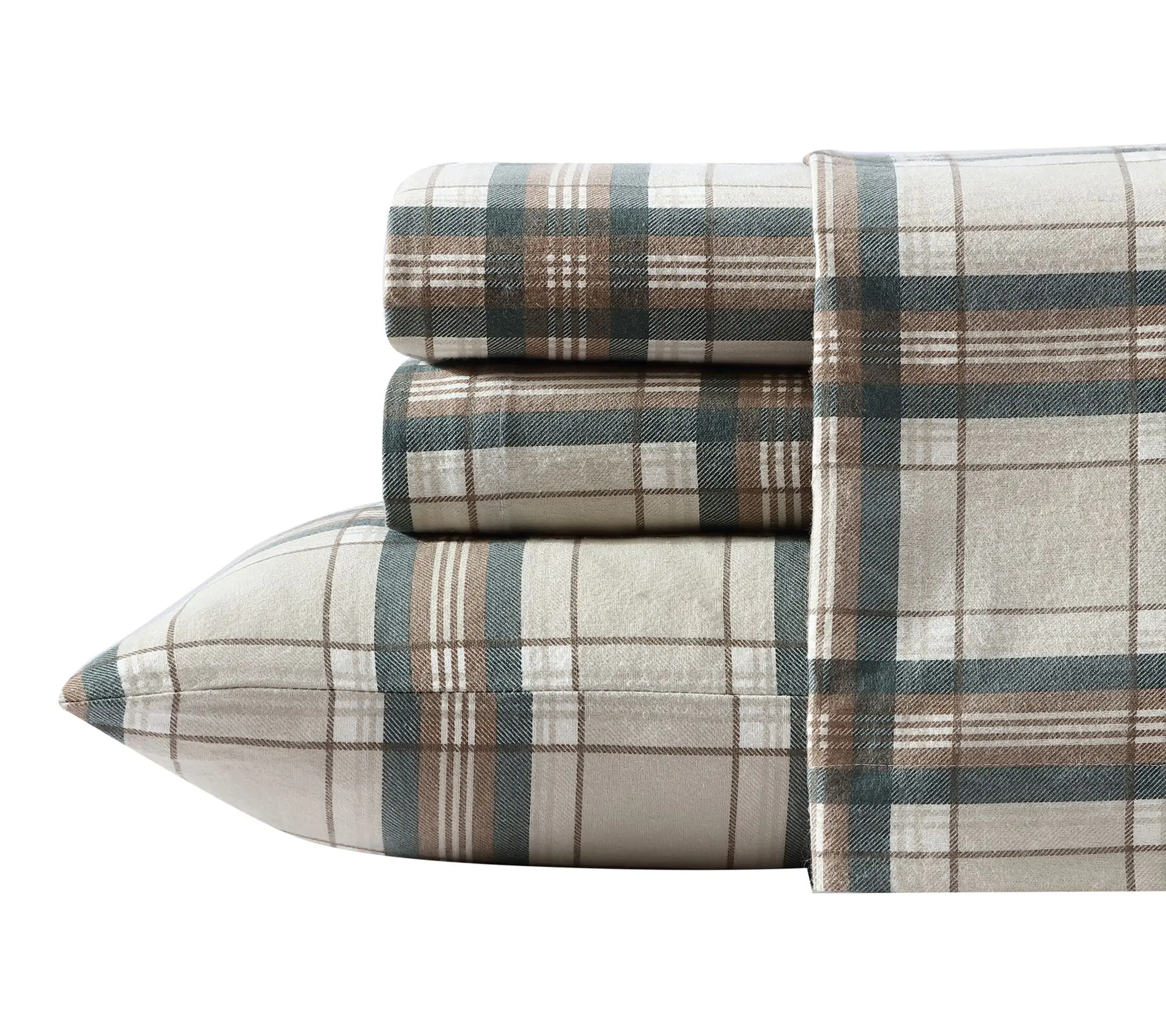 Eddie Bauer Edgewood Plaid Green Cotton Full Sheet Set
