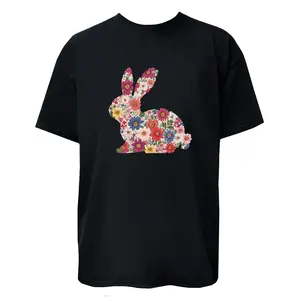 Easter Bunny Flower Tee Unisex T-Shirt Colorful Women, Men Graphic T-Shirt