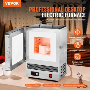 VEVOR Electric Kiln, 1500W Electric Melting Furnace, Max Temperature 2192 ° F/1200 ° C, Stainless Steel Electric Furnace for Wax Casting, Metal Clay DIY, Metal Tempering , Glazing on Pottery